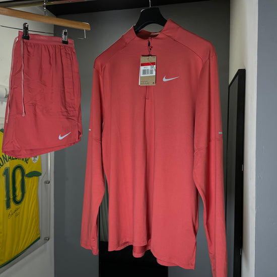 NIKE PEACH QUARTER ZIP SHORT SET