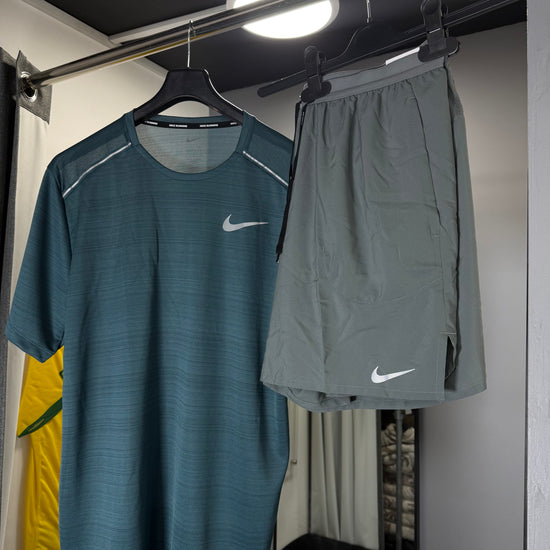 NIKE TEAL MILER SHORT SET