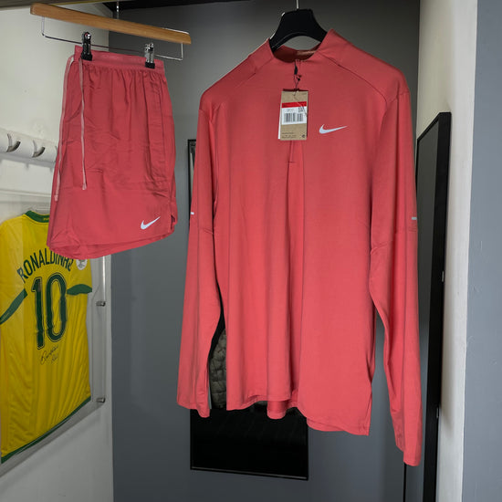 NIKE PEACH QUARTER ZIP SHORT SET