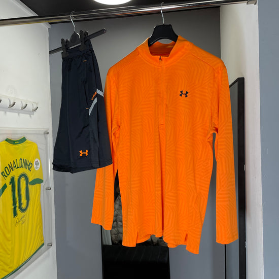 UNDER ARMOUR ORANGE QUARTER ZIP SHORT SET