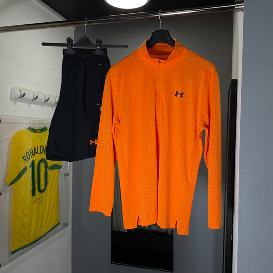 UNDER ARMOUR ORANGE QUARTER ZIP SHORT SET