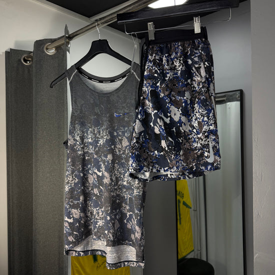 NIKE BLUE FLORAL VEST SHORT SET